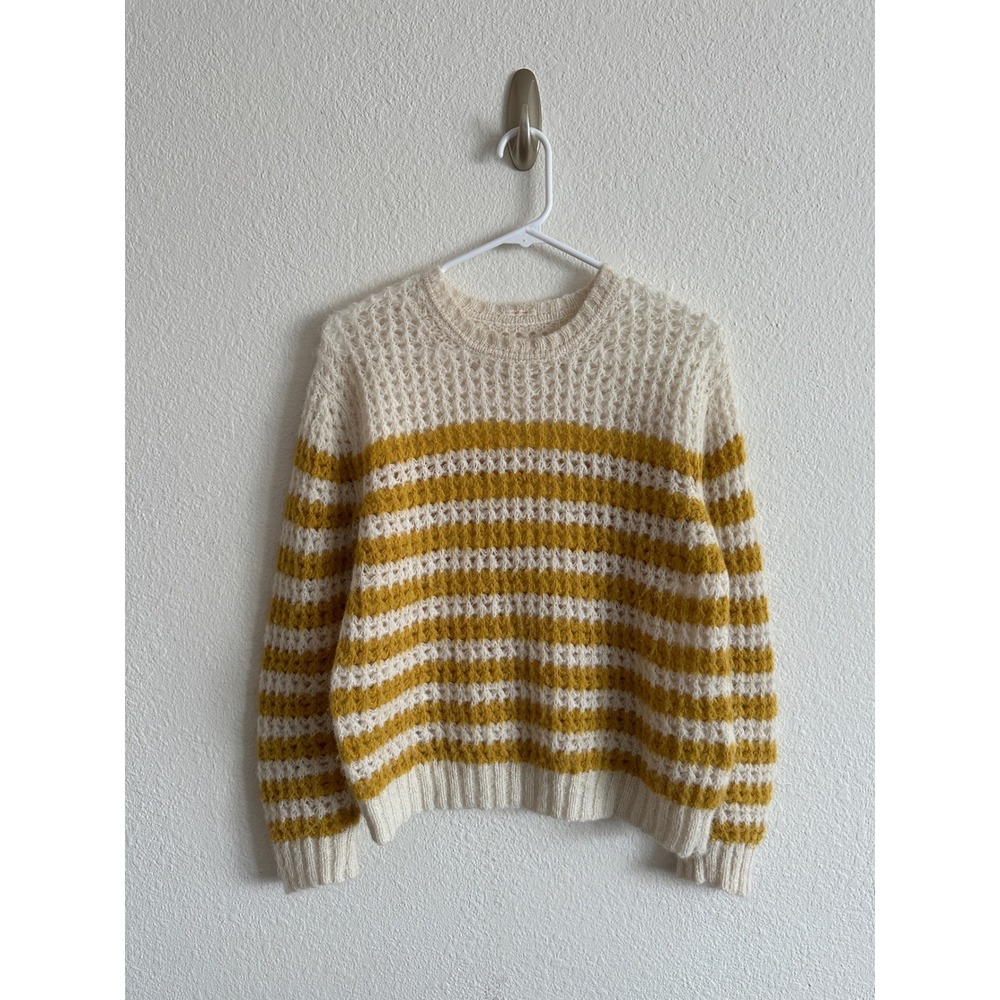MOTHER The Jumper Striped Alpaca-Blend Open Knit Sweater XS Minimalist  Coastal